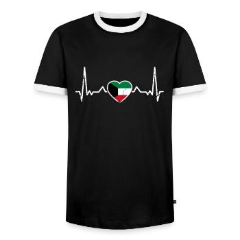 Kuwait Vintage Herzschlag Kuwaitische Flagge - Männer Kontrast-T-Shirt - Schwarz/Weiß - Vorne - AI Model Female 172 light (172cm) & AI Model Male 178 light (178cm)