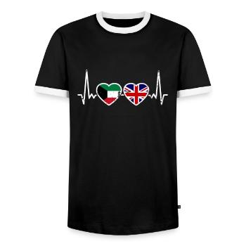 Kuwait UK Vintage Herzschlag Flagge Kuwaiter - Männer Kontrast-T-Shirt - Schwarz/Weiß - Vorne - AI Model Female 172 light (172cm) & AI Model Male 178 light (178cm)