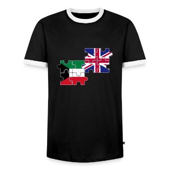 Kuwait UK Flagge Britischer Kuwaiter - Männer Kontrast-T-Shirt - Schwarz/Weiß - Vorne - AI Model Female 172 light (172cm) & AI Model Male 178 light (178cm)