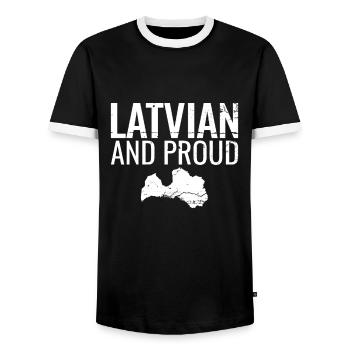 Lettonie Et Fier Vintage Lettonie Carte - T-shirt contrasté Homme - noir/blanc - Devant - AI Model Female 172 light (172cm) & AI Model Male 178 light (178cm)