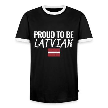 Proud To Be Latvian Vintage Lettland Lettische - Men's Ringer Shirt - black/white - Front - AI Model Female 172 light (172cm) & AI Model Male 178 light (178cm)