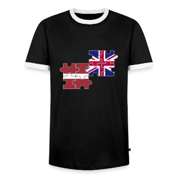 Lettonie Royaume-Uni Drapeau Letton britannique - T-shirt contrasté Homme - noir/blanc - Devant - AI Model Female 172 light (172cm) & AI Model Male 178 light (178cm)