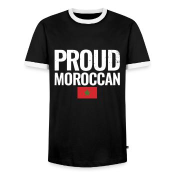 Proud Moroccan Vintage Morocco Flag Moroccan - Men's Ringer Shirt - black/white - Front - AI Model Female 172 light (172cm) & AI Model Male 178 light (178cm)