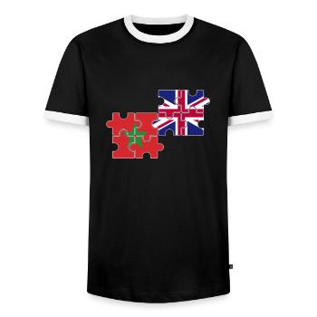 Marokko UK Flagge Britisch Marokkanisch - Männer Kontrast-T-Shirt - Schwarz/Weiß - Vorne - AI Model Female 172 light (172cm) & AI Model Male 178 light (178cm)