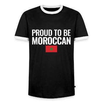Fier D’être Marocain Drapeau Marocain Marocain - T-shirt contrasté Homme - noir/blanc - Devant - AI Model Female 172 light (172cm) & AI Model Male 178 light (178cm)