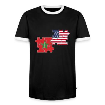 Marokko USA Flagge Amerikanisch Marokkanisch - Männer Kontrast-T-Shirt - Schwarz/Weiß - Vorne - AI Model Female 172 light (172cm) & AI Model Male 178 light (178cm)