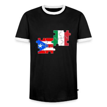 Puerto Rico Italy Flag Puerto Rican - Men's Ringer Shirt - black/white - Front - AI Model Female 172 light (172cm) & AI Model Male 178 light (178cm)