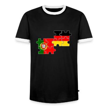 Portugal Deutschland Flagge Deutsch Portugiese - Männer Kontrast-T-Shirt - Schwarz/Weiß - Vorne - AI Model Female 172 light (172cm) & AI Model Male 178 light (178cm)