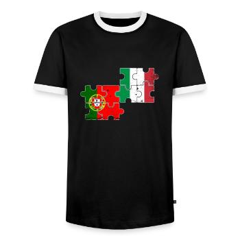 Portugal Italien Vintage Flagge Portugiese - Männer Kontrast-T-Shirt - Schwarz/Weiß - Vorne - AI Model Female 172 light (172cm) & AI Model Male 178 light (178cm)
