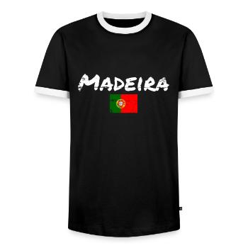 Madère Portugal Vintage drapeau portugais - T-shirt contrasté Homme - noir/blanc - Devant - AI Model Female 172 light (172cm) & AI Model Male 178 light (178cm)