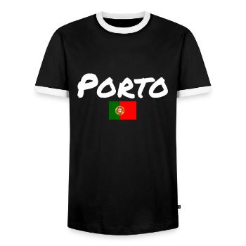 Porto Portugal Portugiesische Flagge Portugiese - Männer Kontrast-T-Shirt - Schwarz/Weiß - Vorne - AI Model Female 172 light (172cm) & AI Model Male 178 light (178cm)