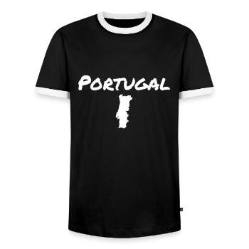 Portugal Karte Portugiesische Portugiese - Männer Kontrast-T-Shirt - Schwarz/Weiß - Vorne - AI Model Female 172 light (172cm) & AI Model Male 178 light (178cm)