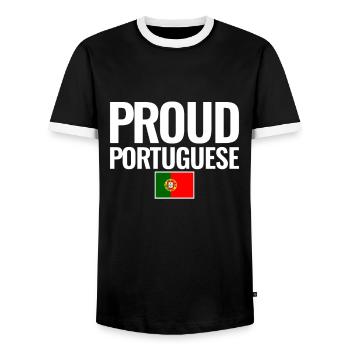 Proud Portuguese Portugal Portugiesische Flagge - Männer Kontrast-T-Shirt - Schwarz/Weiß - Vorne - AI Model Female 172 light (172cm) & AI Model Male 178 light (178cm)