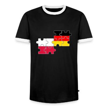 Poland Germany Flag German Polish - Men's Ringer Shirt - black/white - Front - AI Model Female 172 light (172cm) & AI Model Male 178 light (178cm)