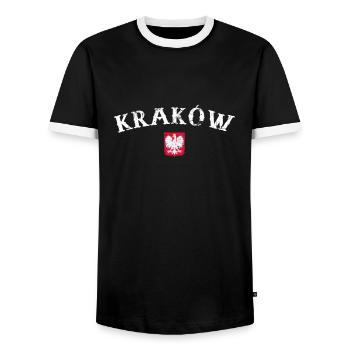 Krakow Polen Vintage Polnische Flagge Pole - Männer Kontrast-T-Shirt - Schwarz/Weiß - Vorne - AI Model Female 172 light (172cm) & AI Model Male 178 light (178cm)