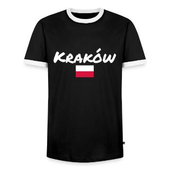 Krakow Polen Polnische Flagge Pole - Männer Kontrast-T-Shirt - Schwarz/Weiß - Vorne - AI Model Female 172 light (172cm) & AI Model Male 178 light (178cm)