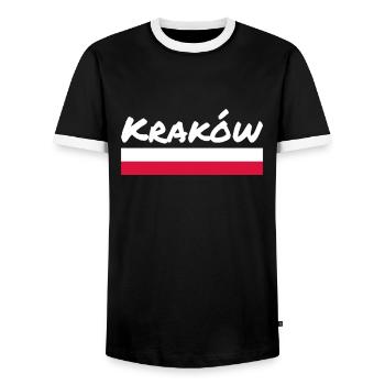 Krakow Polen Polnische Flagge Pole - Männer Kontrast-T-Shirt - Schwarz/Weiß - Vorne - AI Model Female 172 light (172cm) & AI Model Male 178 light (178cm)