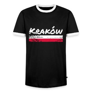 Krakow Vintage Polen Polnische Flagge Pole - Männer Kontrast-T-Shirt - Schwarz/Weiß - Vorne - AI Model Female 172 light (172cm) & AI Model Male 178 light (178cm)