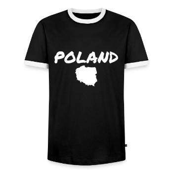 Pologne Carte Pologne Polonais Polonais - T-shirt contrasté Homme - noir/blanc - Devant - AI Model Female 172 light (172cm) & AI Model Male 178 light (178cm)