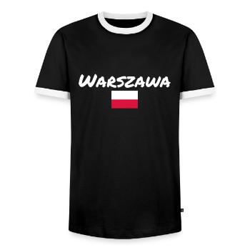 Warszawa Poland Polish Flag Pole - Men's Ringer Shirt - black/white - Front - AI Model Female 172 light (172cm) & AI Model Male 178 light (178cm)