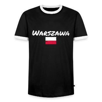 Warszawa Vintage Polen Polnische Flagge Pole - Männer Kontrast-T-Shirt - Schwarz/Weiß - Vorne - AI Model Female 172 light (172cm) & AI Model Male 178 light (178cm)