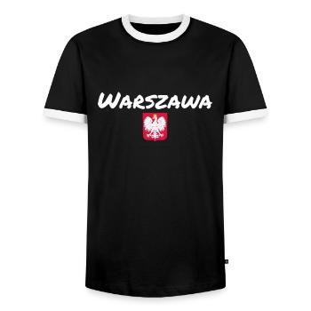 Warszawa Poland Polish Flag Pole - Men's Ringer Shirt - black/white - Front - AI Model Female 172 light (172cm) & AI Model Male 178 light (178cm)