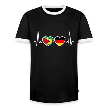 Guyane Allemagne Vintage Heartbeat drapeau - T-shirt contrasté Homme - noir/blanc - Devant - AI Model Female 172 light (172cm) & AI Model Male 178 light (178cm)