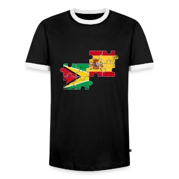 Guyane Espagne Vintage drapeau espagnol guyanais - T-shirt contrasté Homme - noir/blanc - Devant - AI Model Female 172 light (172cm) & AI Model Male 178 light (178cm)