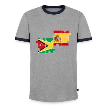 Drapeau de la Guyane, Espagne, Guyanais - T-shirt contrasté Homme - gris/marine  - Devant - AI Model Female 172 light (172cm) & AI Model Male 178 light (178cm)