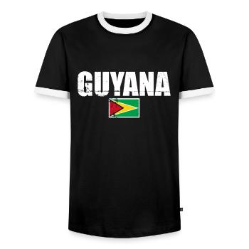 Guyane Vintage Guyanais drapeau guyanais - T-shirt contrasté Homme - noir/blanc - Devant - AI Model Female 172 light (172cm) & AI Model Male 178 light (178cm)