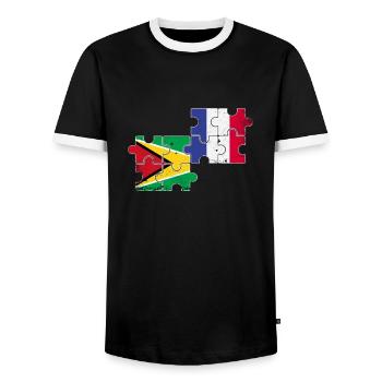 Guyane France Vintage Drapeau Français Guyanais - T-shirt contrasté Homme - noir/blanc - Devant - AI Model Female 172 light (172cm) & AI Model Male 178 light (178cm)