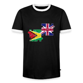 Guyane Royaume-Uni Vintage drapeau britannique guyanais - T-shirt contrasté Homme - noir/blanc - Devant - AI Model Female 172 light (172cm) & AI Model Male 178 light (178cm)