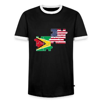 Drapeau de la Guyane USA Guyane américaine - T-shirt contrasté Homme - noir/blanc - Devant - AI Model Female 172 light (172cm) & AI Model Male 178 light (178cm)