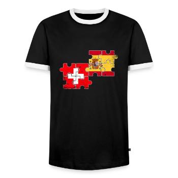 Suisse Espagne Vintage Flag Suisse espagnole - T-shirt contrasté Homme - noir/blanc - Devant - AI Model Female 172 light (172cm) & AI Model Male 178 light (178cm)