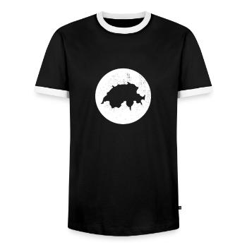 Carte de la Suisse Suisse Suisse - T-shirt contrasté Homme - noir/blanc - Devant - AI Model Female 172 light (172cm) & AI Model Male 178 light (178cm)