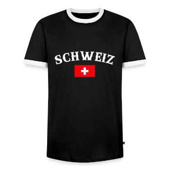 Suisse Drapeau suisse Suisse - T-shirt contrasté Homme - noir/blanc - Devant - AI Model Female 172 light (172cm) & AI Model Male 178 light (178cm)