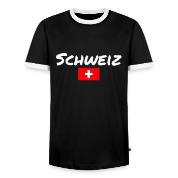 Suisse Drapeau suisse Suisse - T-shirt contrasté Homme - noir/blanc - Devant - AI Model Female 172 light (172cm) & AI Model Male 178 light (178cm)