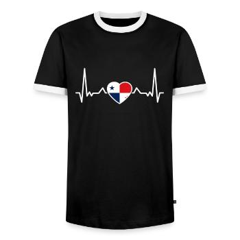 Panama Heartbeat Drapeau panaméen panaméen - T-shirt contrasté Homme - noir/blanc - Devant - AI Model Female 172 light (172cm) & AI Model Male 178 light (178cm)