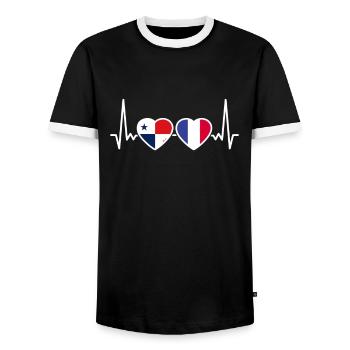 Panama France Heartbeat Flag Panamanian - T-shirt contrasté Homme - noir/blanc - Devant - AI Model Female 172 light (172cm) & AI Model Male 178 light (178cm)