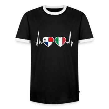 Panama Italie Vintage Heartbeat drapeau panaméen - T-shirt contrasté Homme - noir/blanc - Devant - AI Model Female 172 light (172cm) & AI Model Male 178 light (178cm)