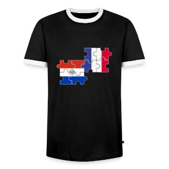 Paraguay Frankreich Flagge Französisch Paraguayer - Männer Kontrast-T-Shirt - Schwarz/Weiß - Vorne - AI Model Female 172 light (172cm) & AI Model Male 178 light (178cm)