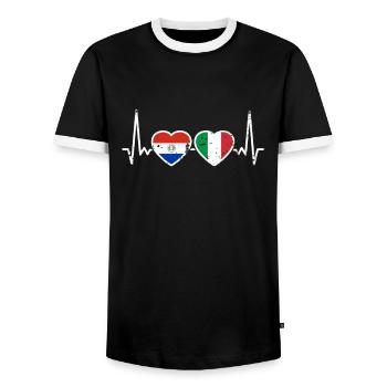 Paraguay Italie Vintage Heartbeat drapeau - T-shirt contrasté Homme - noir/blanc - Devant - AI Model Female 172 light (172cm) & AI Model Male 178 light (178cm)
