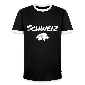 Carte Vintage Suisse Suisse Suisse - T-shirt contrasté Homme - noir/blanc - Devant - AI Model Female 172 light (172cm) & AI Model Male 178 light (178cm)