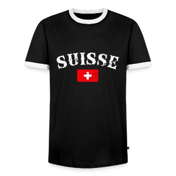 Suisse Vintage Suisse Drapeau suisse - T-shirt contrasté Homme - noir/blanc - Devant - AI Model Female 172 light (172cm) & AI Model Male 178 light (178cm)