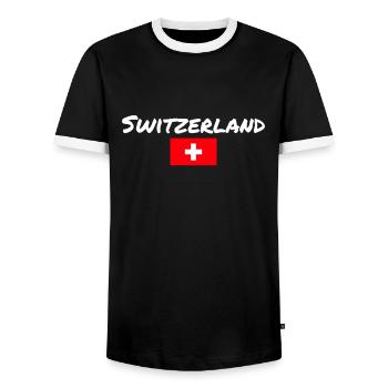 Suisse Suisse Drapeau suisse - T-shirt contrasté Homme - noir/blanc - Devant - AI Model Female 172 light (172cm) & AI Model Male 178 light (178cm)