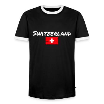 Suisse Vintage Suisse Drapeau Suisse - T-shirt contrasté Homme - noir/blanc - Devant - AI Model Female 172 light (172cm) & AI Model Male 178 light (178cm)