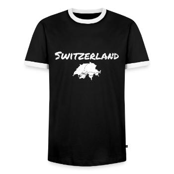 Suisse Suisse Carte Vintage Suisse - T-shirt contrasté Homme - noir/blanc - Devant - AI Model Female 172 light (172cm) & AI Model Male 178 light (178cm)