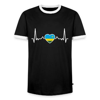 Rwanda Herzschlag Ruandische Flagge Ruandese - Männer Kontrast-T-Shirt - Schwarz/Weiß - Vorne - AI Model Female 172 light (172cm) & AI Model Male 178 light (178cm)