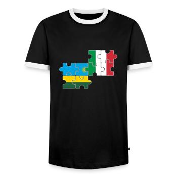 Ruanda Italien Flagge Italiener Ruandese - Männer Kontrast-T-Shirt - Schwarz/Weiß - Vorne - AI Model Female 172 light (172cm) & AI Model Male 178 light (178cm)