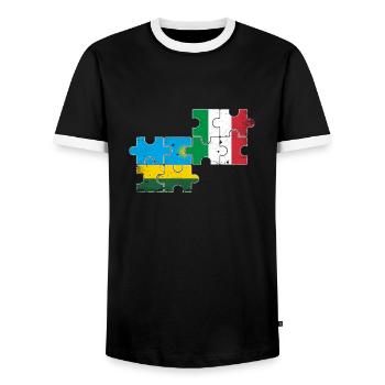 Ruanda Italien Vintage Flagge Italiener Ruandese - Männer Kontrast-T-Shirt - Schwarz/Weiß - Vorne - AI Model Female 172 light (172cm) & AI Model Male 178 light (178cm)